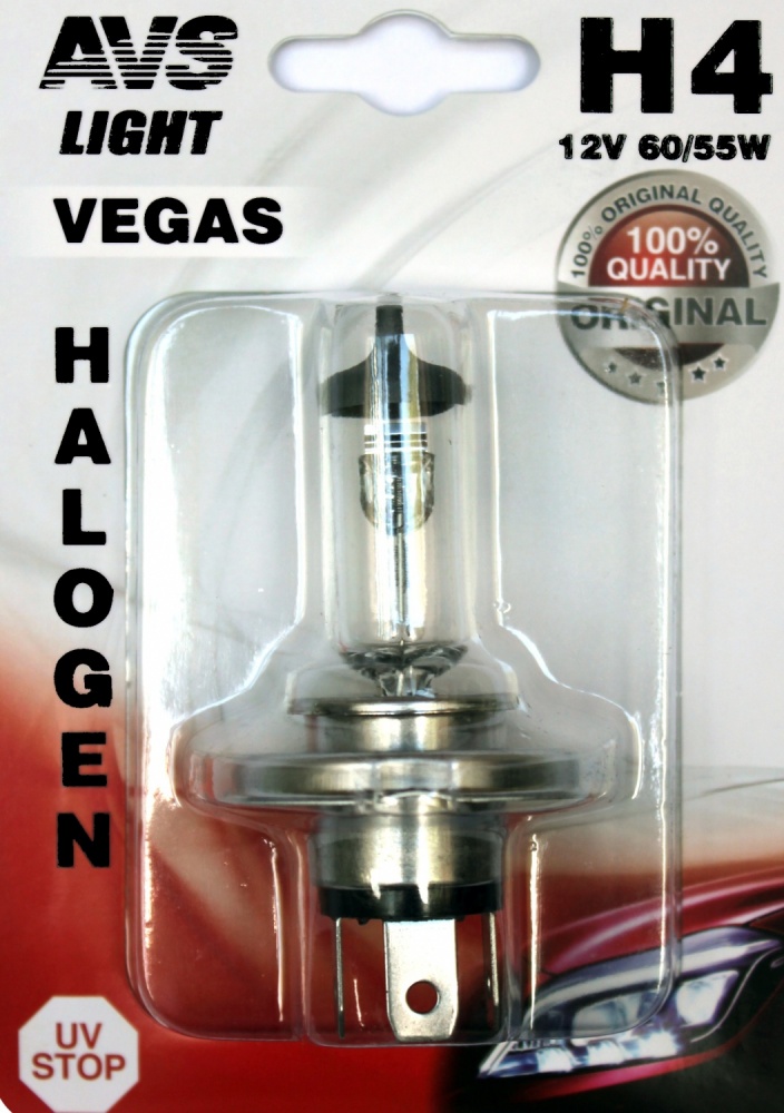 Галогенная лампа AVS Vegas в блистере H4.12V.60/55W.1шт.