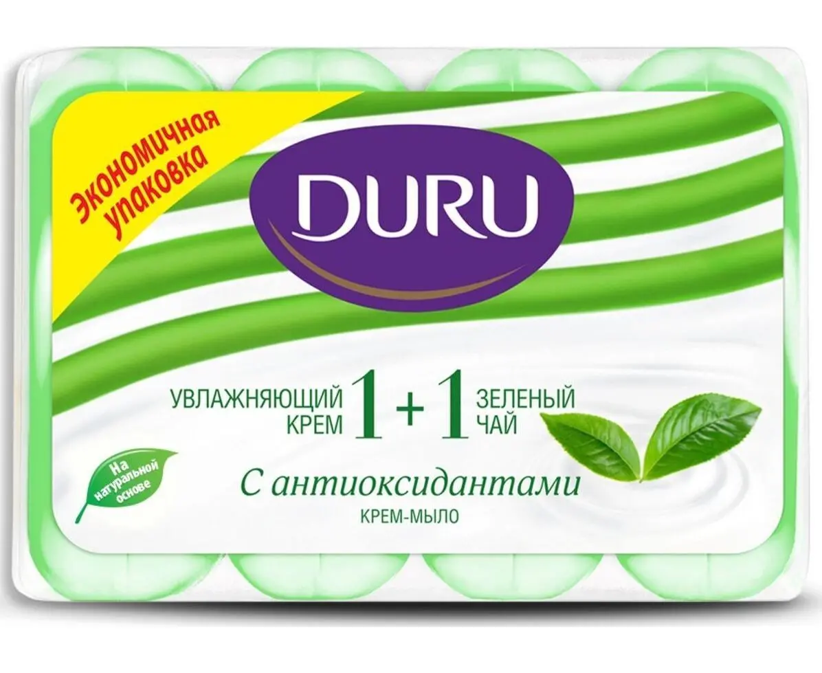 Мыло для рук DURU 1+1 Soft Sens, зеленый чай, 4*90 гр