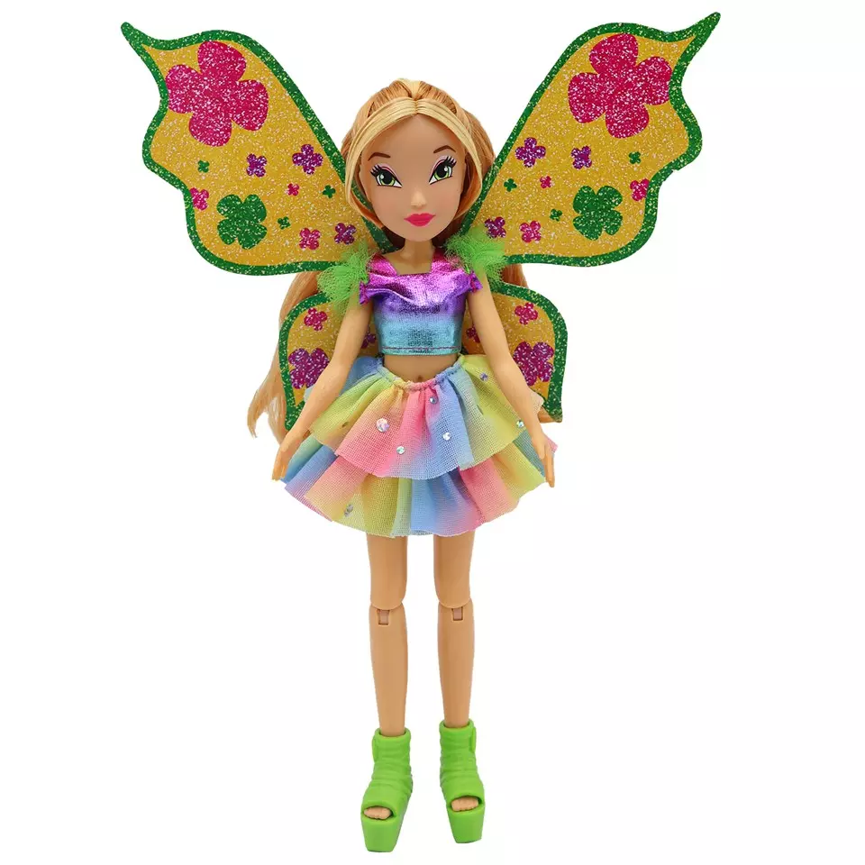 Кукла шарнирная Winx Club Bling the Wings Флора с крыльями и глиттером 24 см IW01312202
