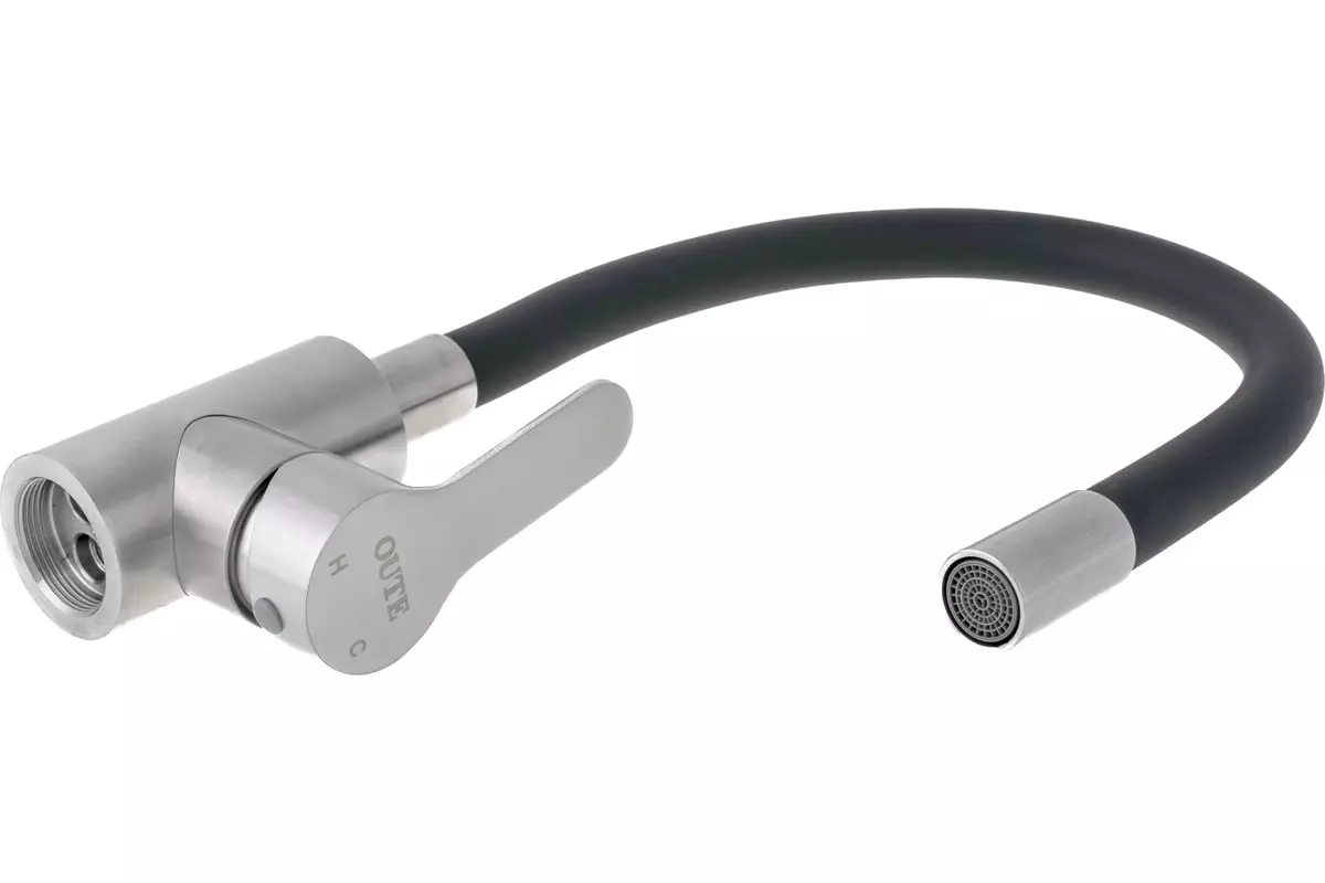 Смеситель для кухни, гибкий излив, черный/сатин, T40193B-2 OUTE, нерж. сталь