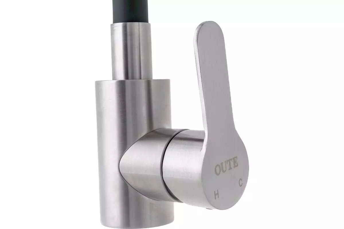 Смеситель для кухни, гибкий излив, черный/сатин, T40193B-2 OUTE, нерж. сталь