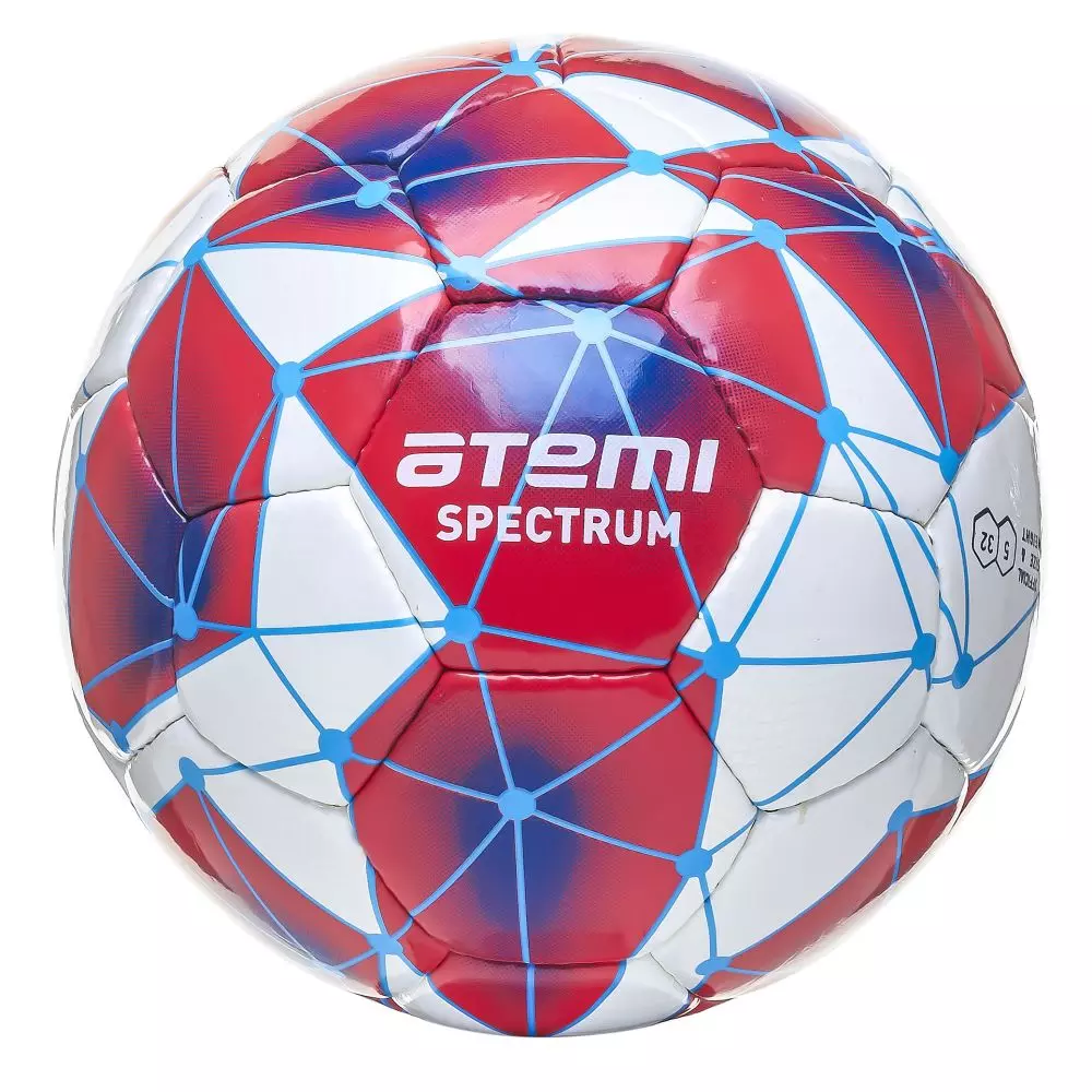 Мяч футбольный Atemi SPECTRUM, PU, бел/сине/красн, р.5, р/ш