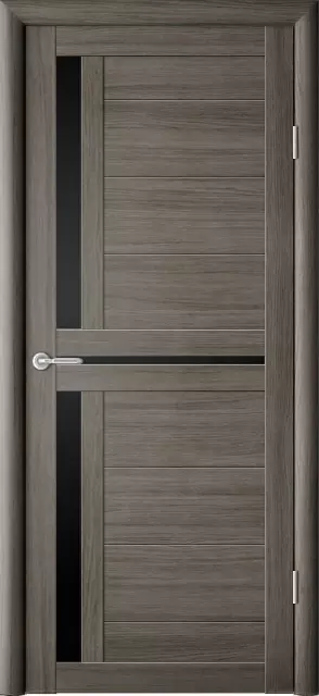 Дверь со стеклом Эко-шпон Кёльн 6-0-0 кедр серый стекло черное
