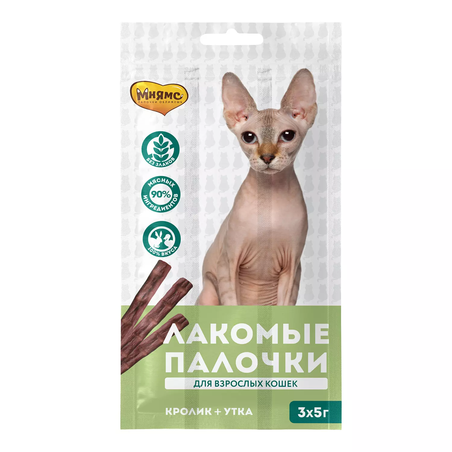 Лакомство для кошек Мнямс палочки с уткой и кроликом 3х5 г
