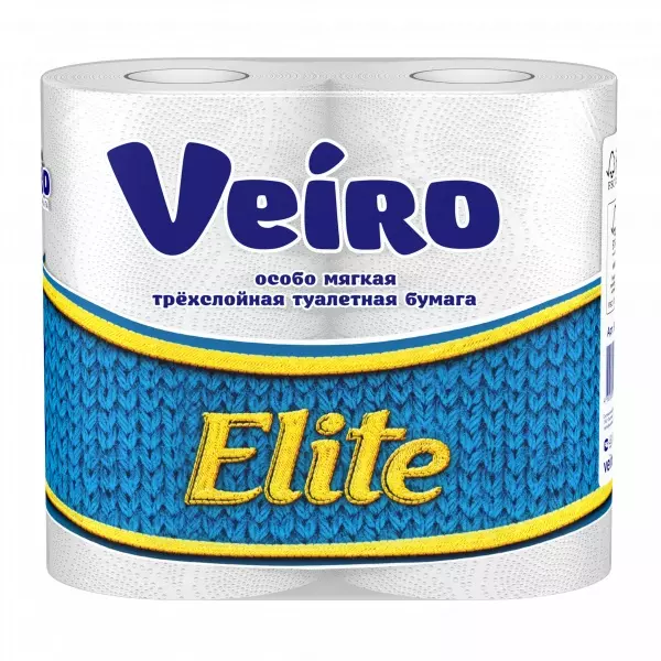 Туалетная бумага Veiro elite Белая (4шт) 3 слоя