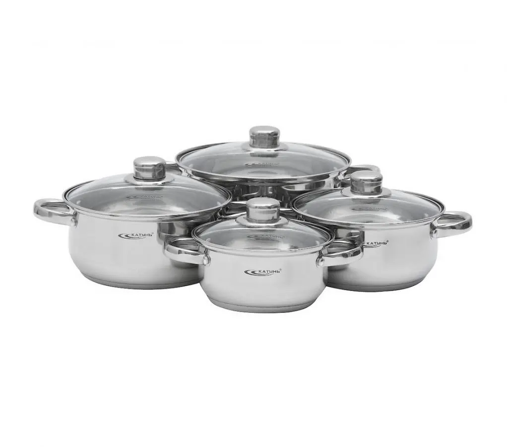 Набор посуды 8 предметов: кастрюли 1,6 л + 2,2 л + 3,2 л + 4,2 л, "Гретта", арт. 001525