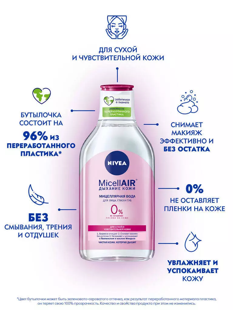 Мицеллярная вода Nivea MicellAIR Дыхание кожи (для сухой и чувствительной кожи) 400 мл