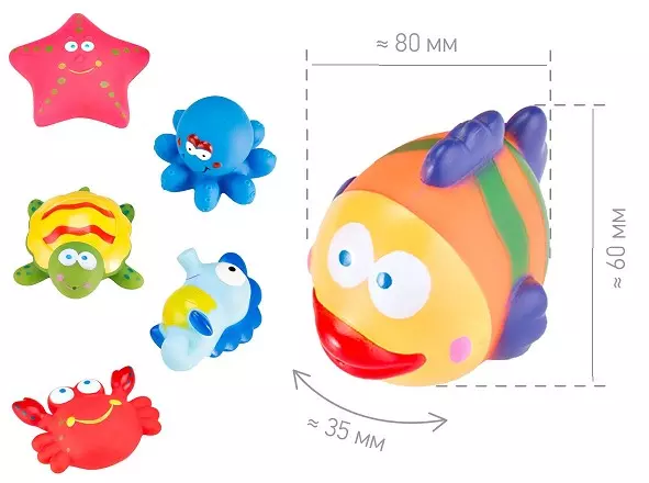 Игрушки для купания в ванной (6 шт) Морские обитатели Roxy-Kids RRT-811-2
