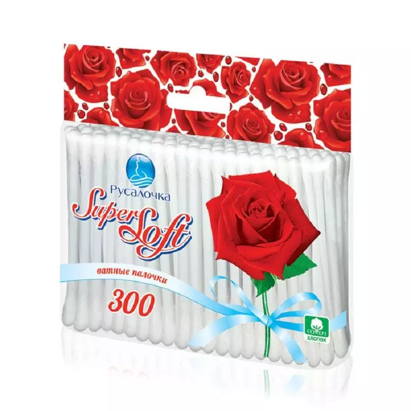 Ватные палочки Русалочка SUPER SOFT в пакете 300 шт