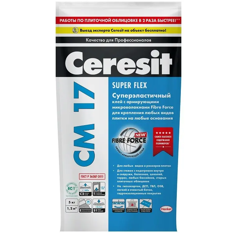 Клей для плитки Ceresit CM 17 5 кг