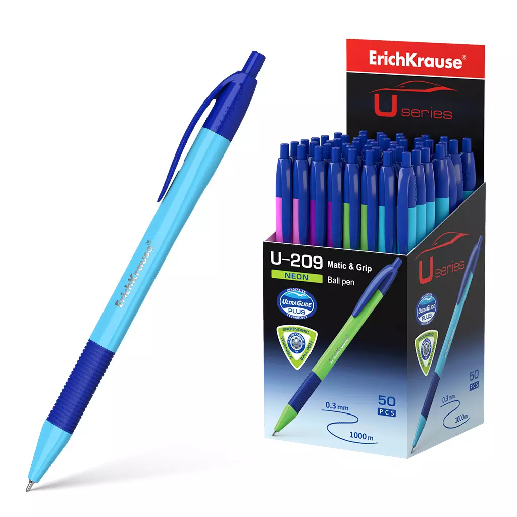 Шариковая ручка автоматическая ErichKrause 47614 U-209 Neon Matic&Grip 1.0, Ultra Glide