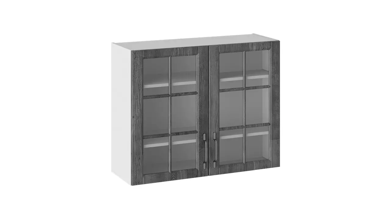 Шкаф навесной Прованс (фасад + корпус) (Белый глянец/Санторини темный) В_72-90_2ДРс