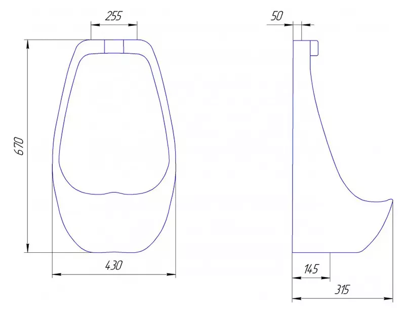 Писсуар настенный Rosa Люкс (Киров) белый без крепления