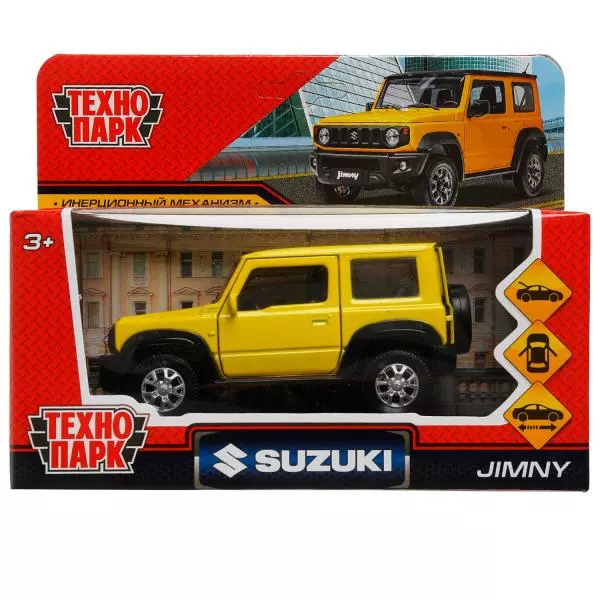 Машина металл SUZUKI JIMNY 11,5 см, двери, багаж, инерц, желтый,