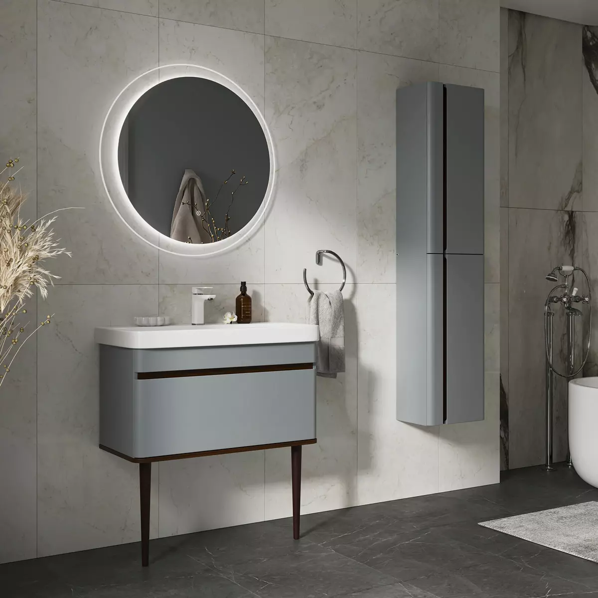 Шкаф-пенал подвесной 36х160 см EQUIL Elegante 36.R Мэйджик/Дуб голиано, ppELGNT36.R-24.26