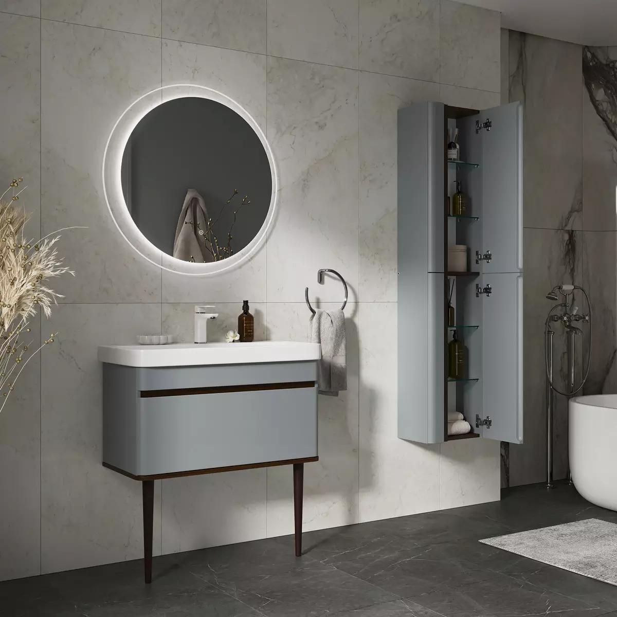 Шкаф-пенал подвесной 36х160 см EQUIL Elegante 36.R Мэйджик/Дуб голиано, ppELGNT36.R-24.26