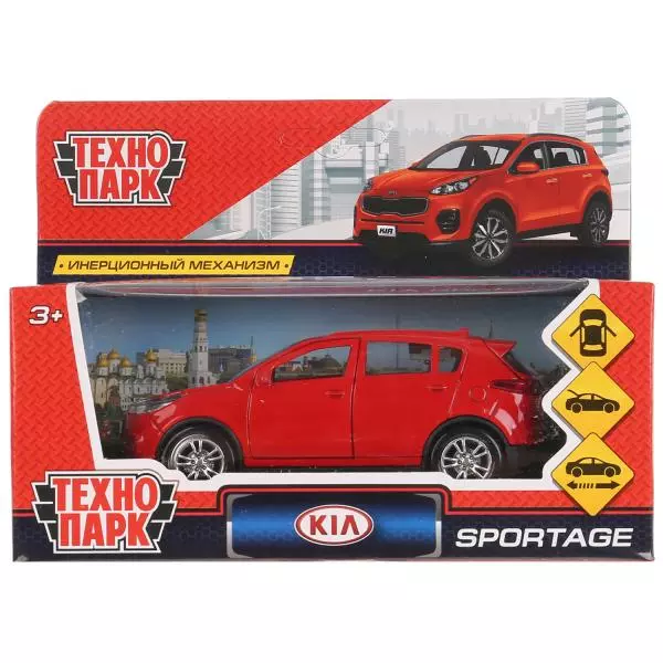 Машина металл 'KIA SPORTAGE' 12см, открыв. двери, инерц., красный в кор. Технопарк