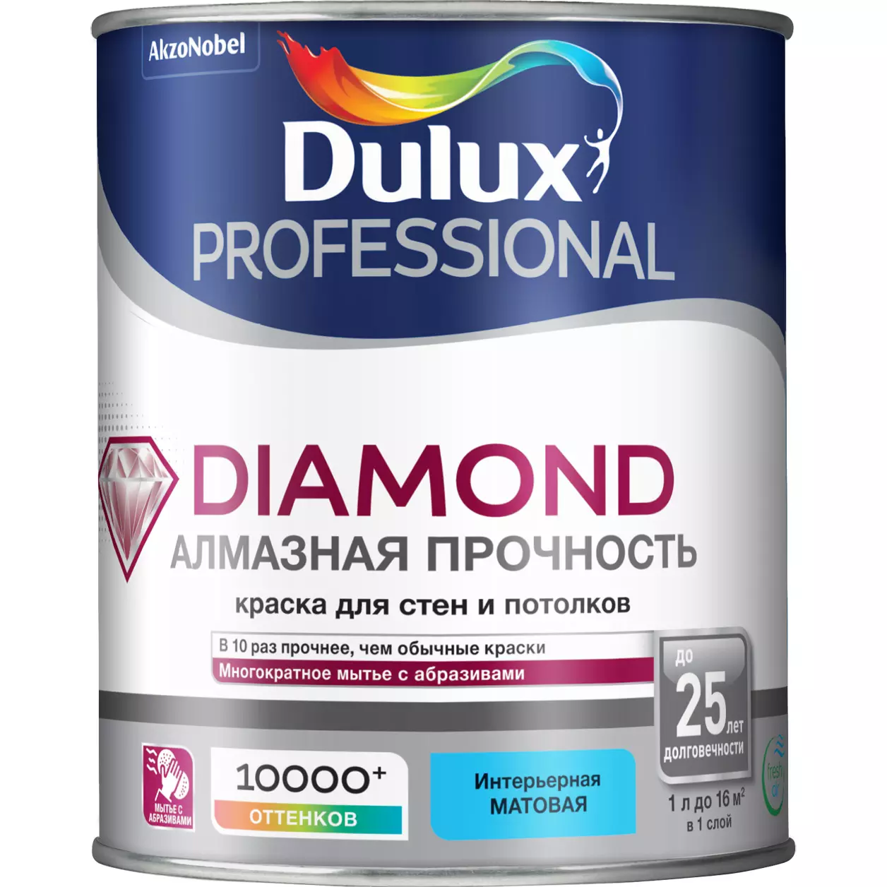 Краска для стен и потолка Dulux Professional Diamond матовая BW 1 л 5717514