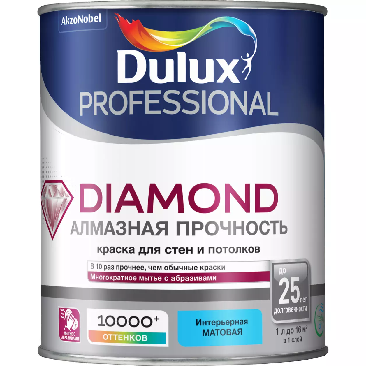 Краска для стен и потолков Dulux Professional Diamond матовая BW 1 л 5717514