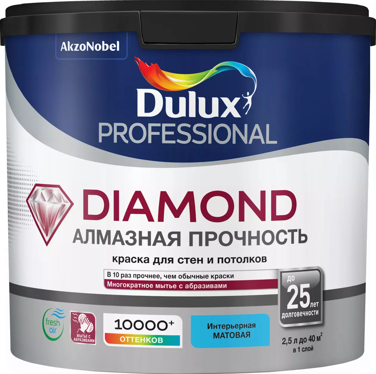 Краска для стен и потолка Dulux Professional Diamond матовая BW 2,5 л 5717513