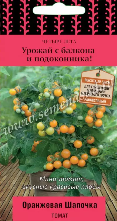 Семена Томат Оранжевая шапочка.ПОИСК Четыре лета Ц/П 5 шт