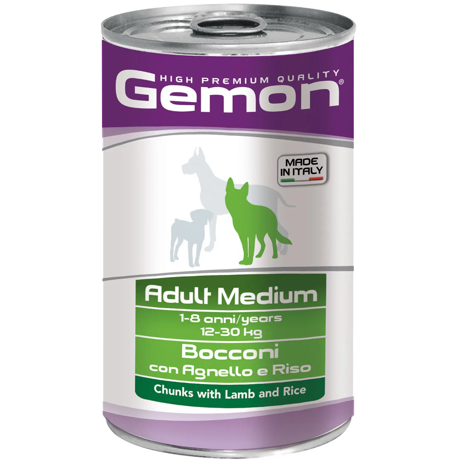 Консервы для собак средних пород кусочки ягненка с рисом 1,25 кг Gemon Dog Medium