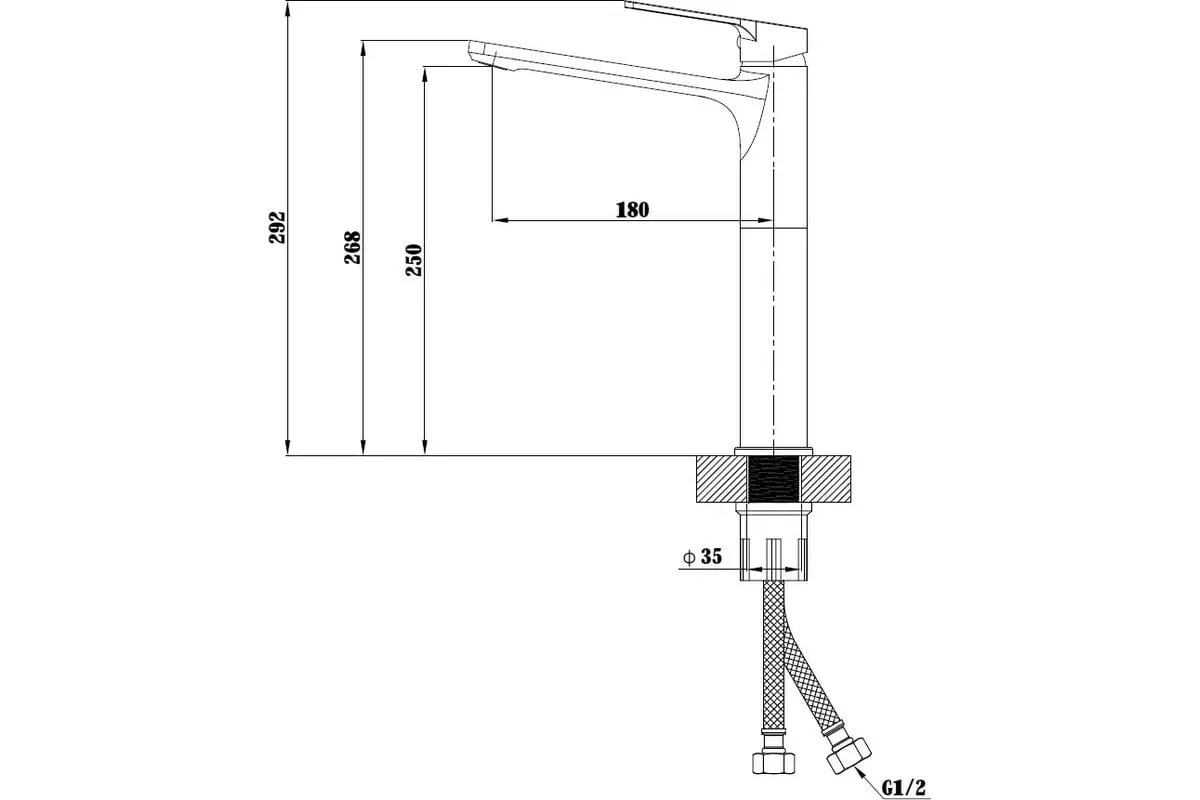 Смеситель для раковины, высокий монолитный излив, черный, Esko Singapore black SB 25, латунь