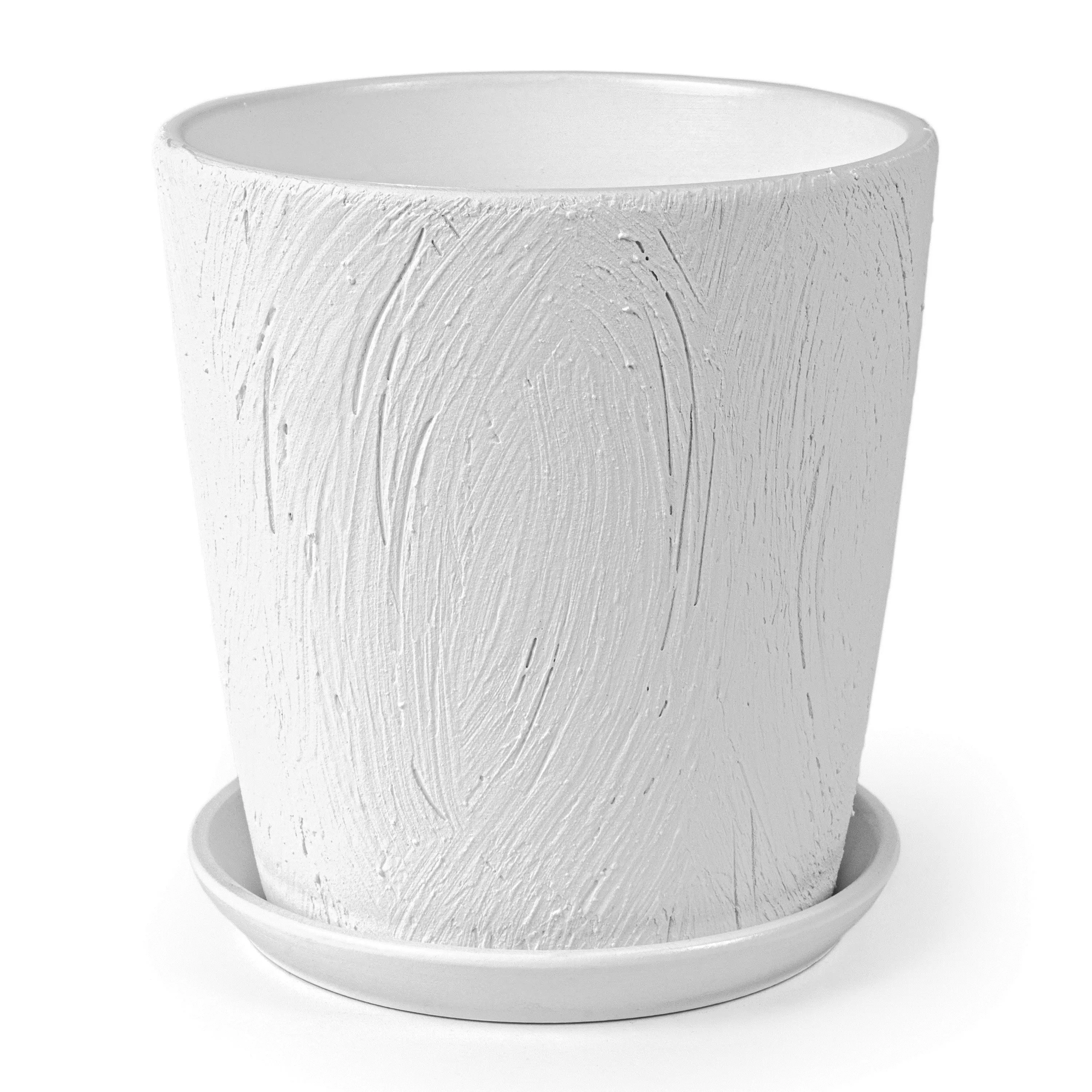 Керамический горшок  Конус Короед белый d-26 см 9,4 л