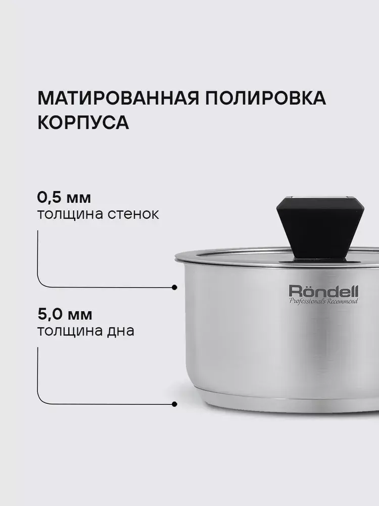Ковш 1,4 л, 16 см, с крышкой, Blitz Rondell, RDS-1888