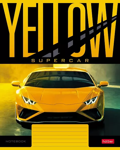 Тетрадь в клетку 18 листов А5, 65 г/кв.м, на скобе, 5 дизайнов, YELLOWsupercar