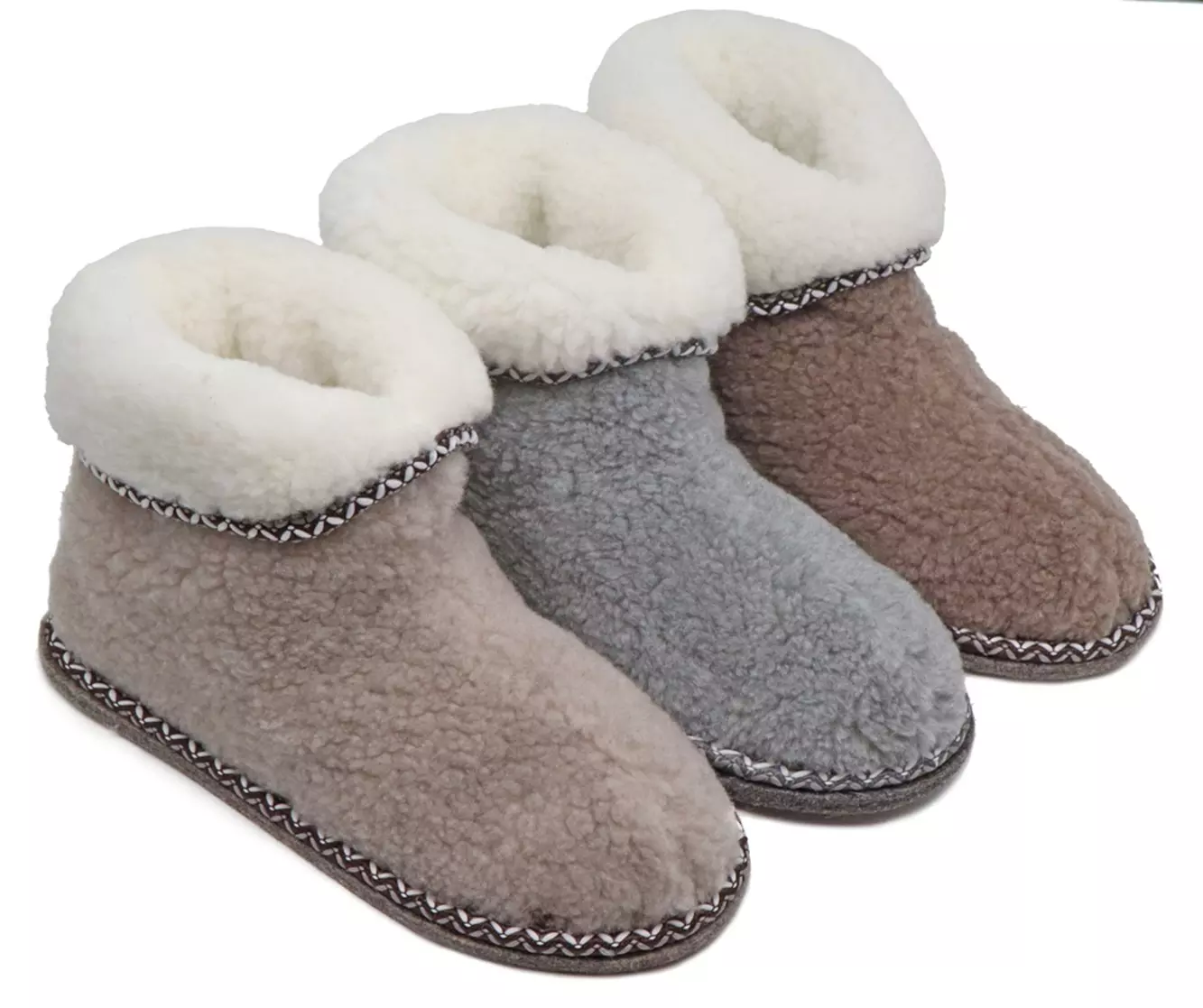 Тапочки женские закрытые (чуни) LuckyLand 2146 W-H-FUR-W бежевый/серый/коричневый, р-р 37
