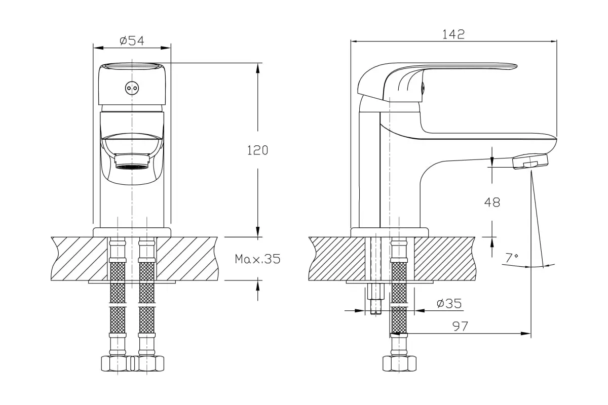 Смеситель для раковины, хром, RUSH Fiji FI1835-11, латунь
