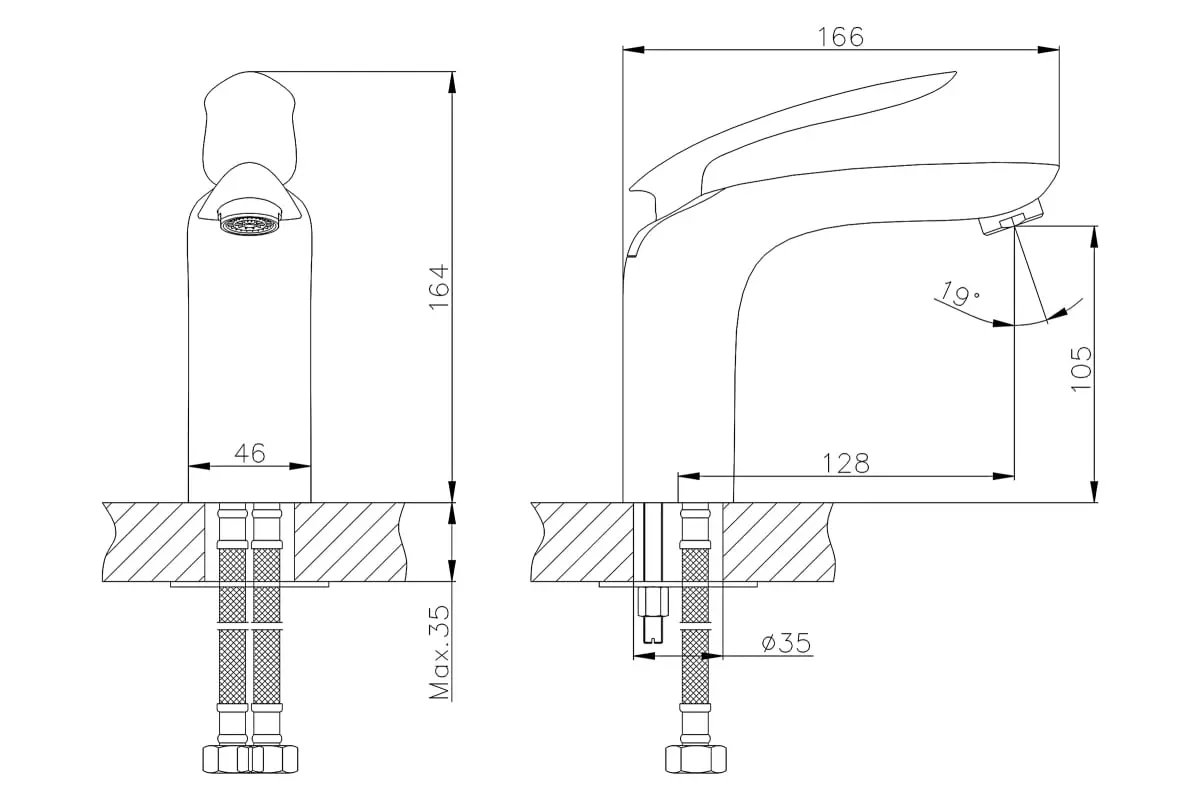 Смеситель для раковины, хром, RUSH Island IS6535-11, латунь, современный дизайн