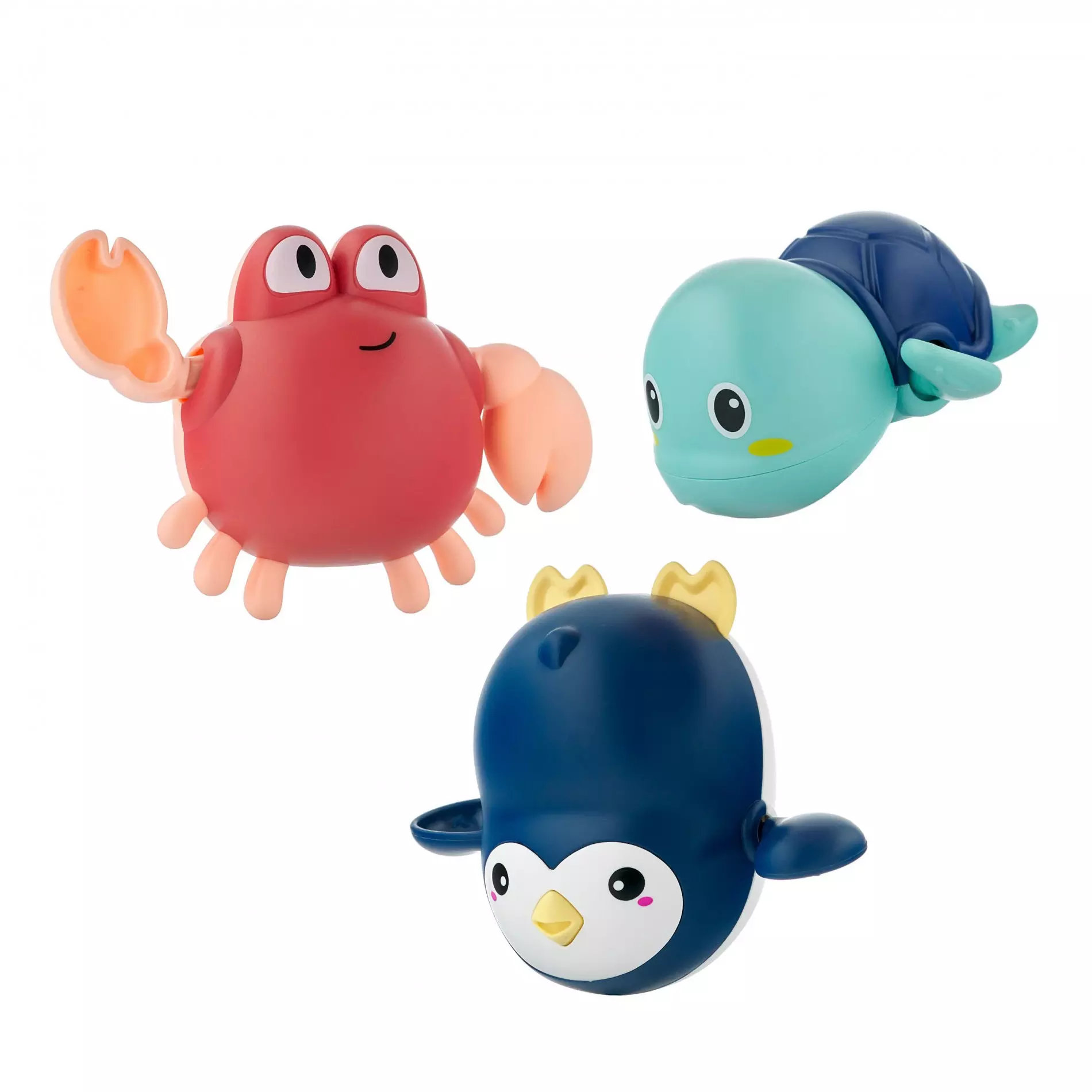 Игрушки для купания в ванной (3 шт) заводные Черепаха, краб, пингвин Roxy-Kids RWIN-002