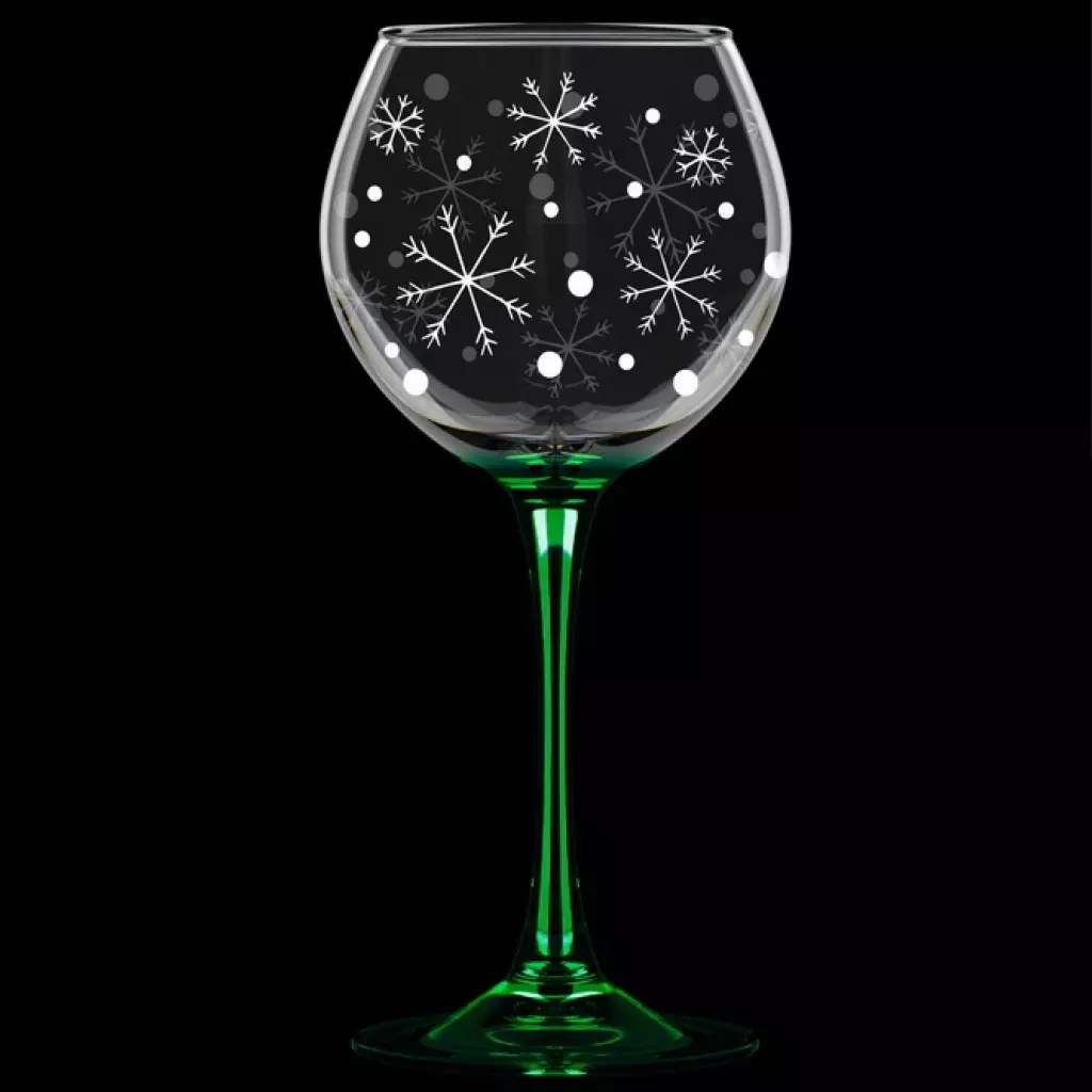 Бокалы для вина 350 мл 6 шт, &quot;Снегопад&quot; (зеленый), арт.1770-ГН9