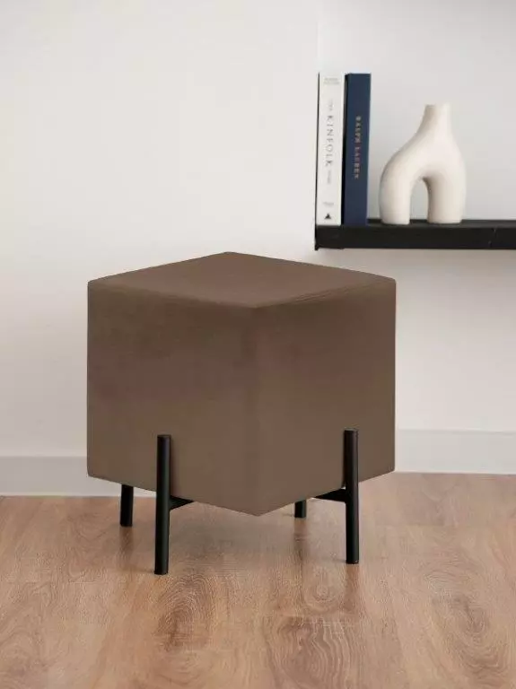 Пуф квадратный МИО каркас металл черный / велюр конфетти корица