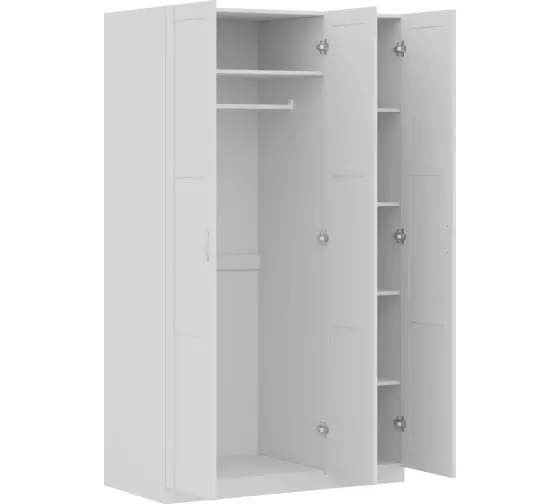Шкаф 117x58x202 см, 3 двери сборные, белый Шведский Стандарт ПЕГАС 2.04.01.090.1