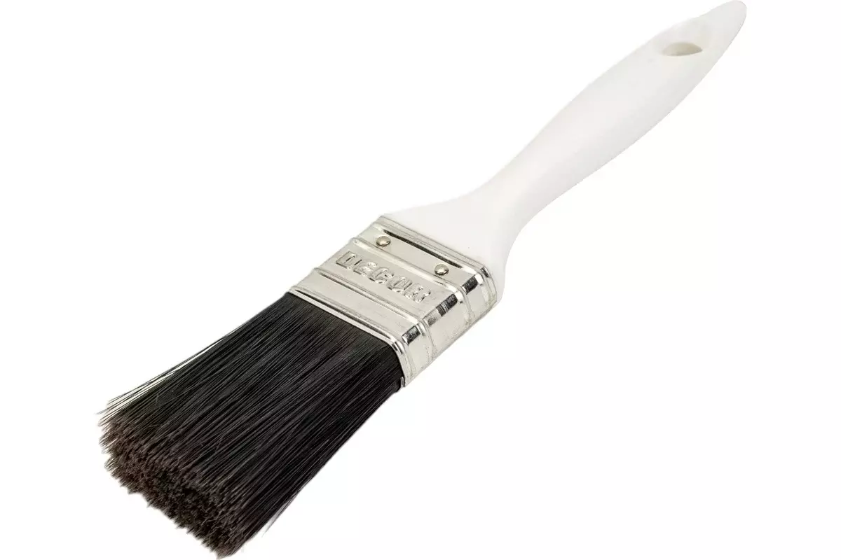 Кисть малярная плоская 35х15 мм, синтетическая щетина, пластик, DECOR 780-035
