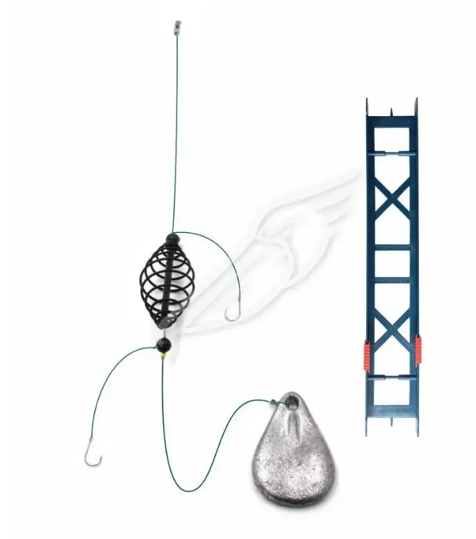 Оснастка фидерная Яман «Убийца карася», кормушка витая пружина 65 мм, груз ромб 80 г, плетеный шнур