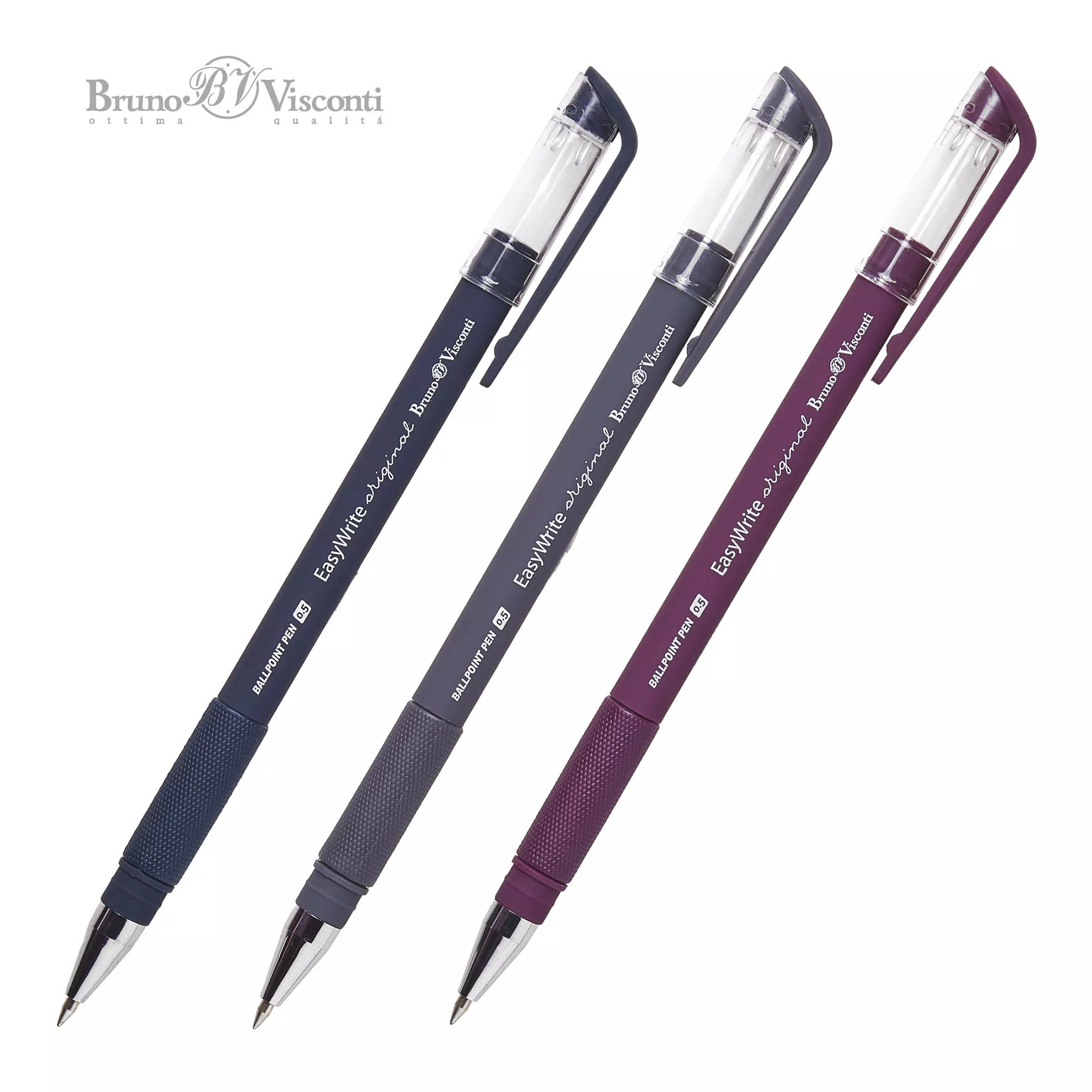 Шариковая ручка BrunoVisconti EasyWrite.ORIGINAL 0.5 мм, чернила синие (3 цвета корпуса)