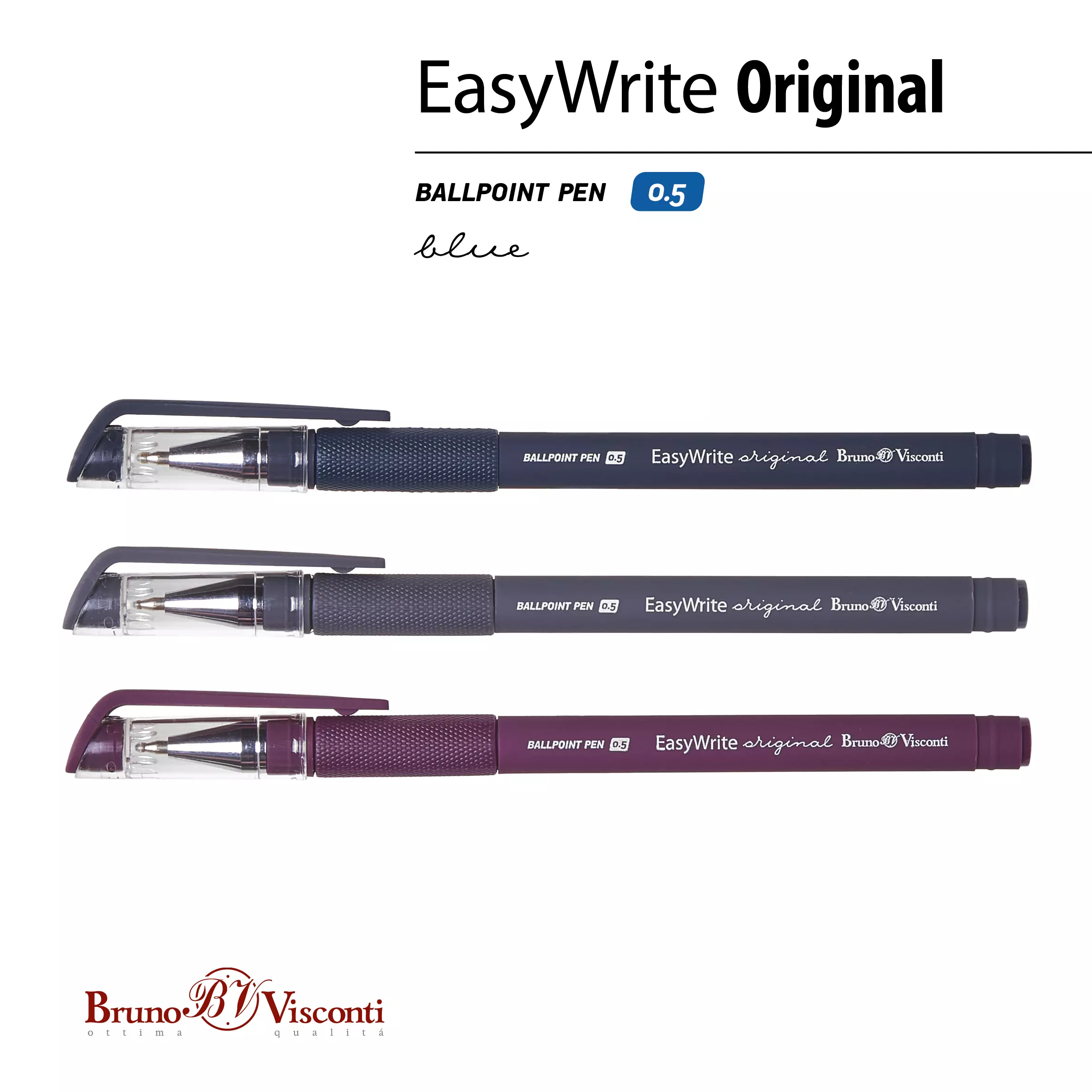 Ручка шариковая BrunoVisconti EasyWrite.ORIGINAL 0.5 мм чернила синие (3 цвета корпуса)