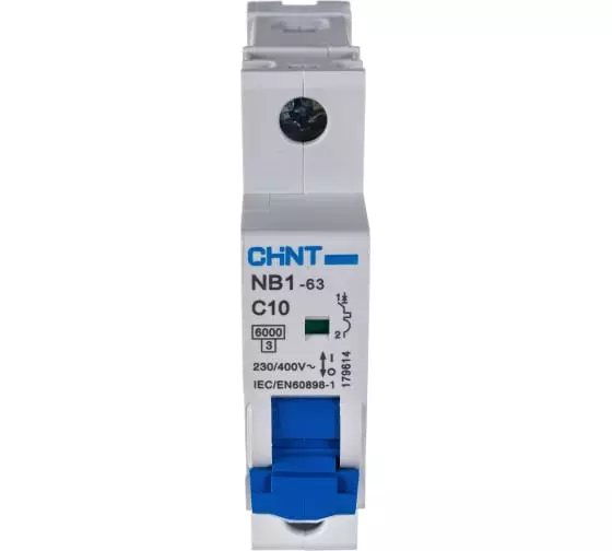 Автоматический выключатель CHINT 1п C 10А 6кА NB1-63 179614