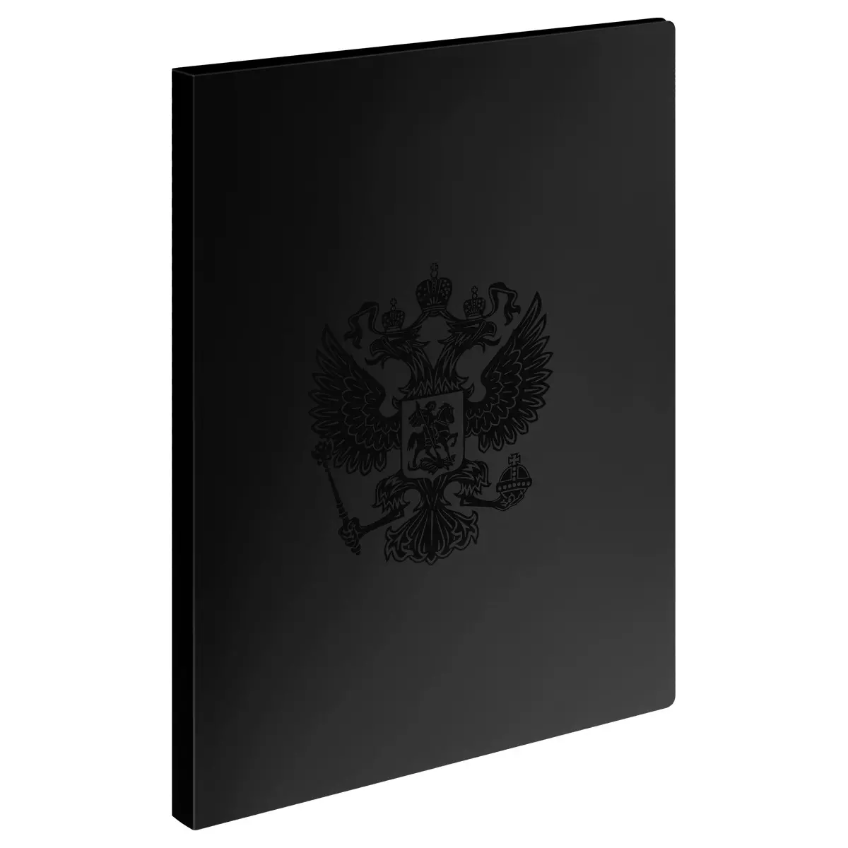 Папка с 20 вкладышами А4, 14 мм, 700мкм, пластик, черный, Герб СТАММ