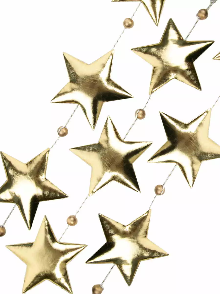 Новогодняя гирлянда Много блестящих золотистых звезд из полиуретана 170x1,5x11см 81446