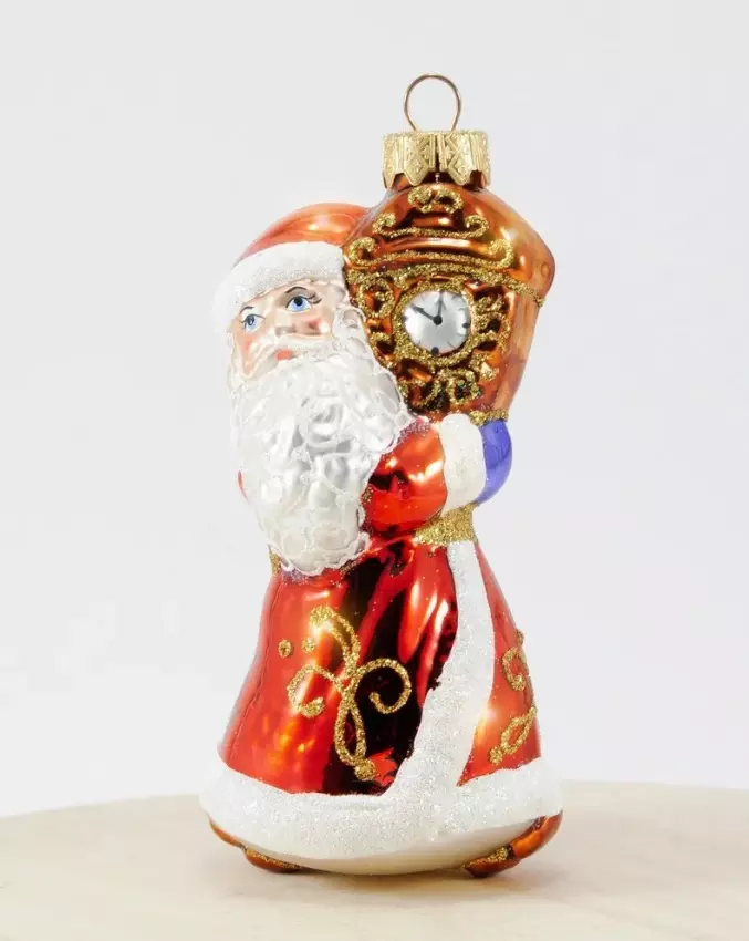 Елочная игрушка Дед Мороз с часами, А301