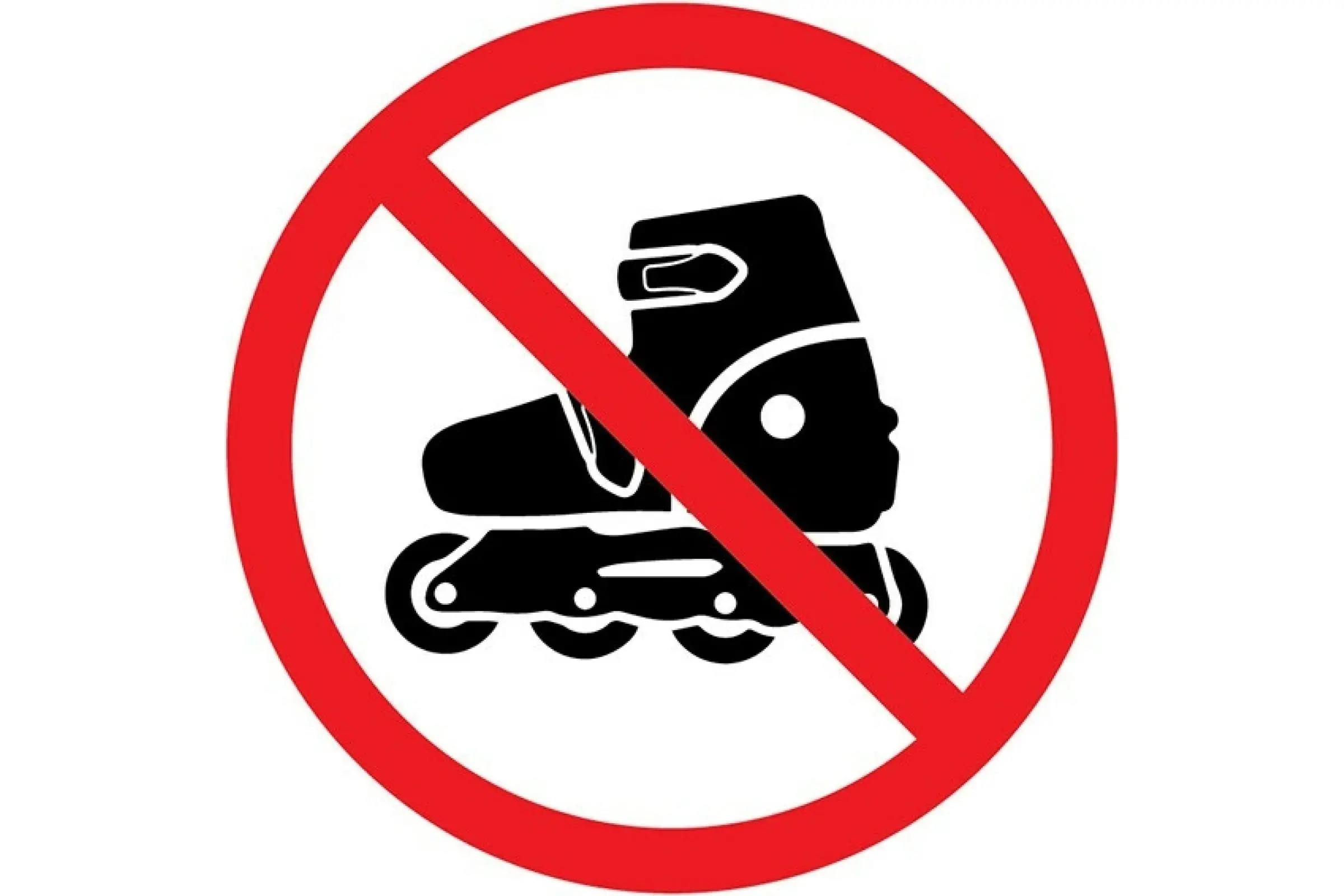 Наклейка запрещающий знак «На роликах не заходить» 150х150 мм 56-0019