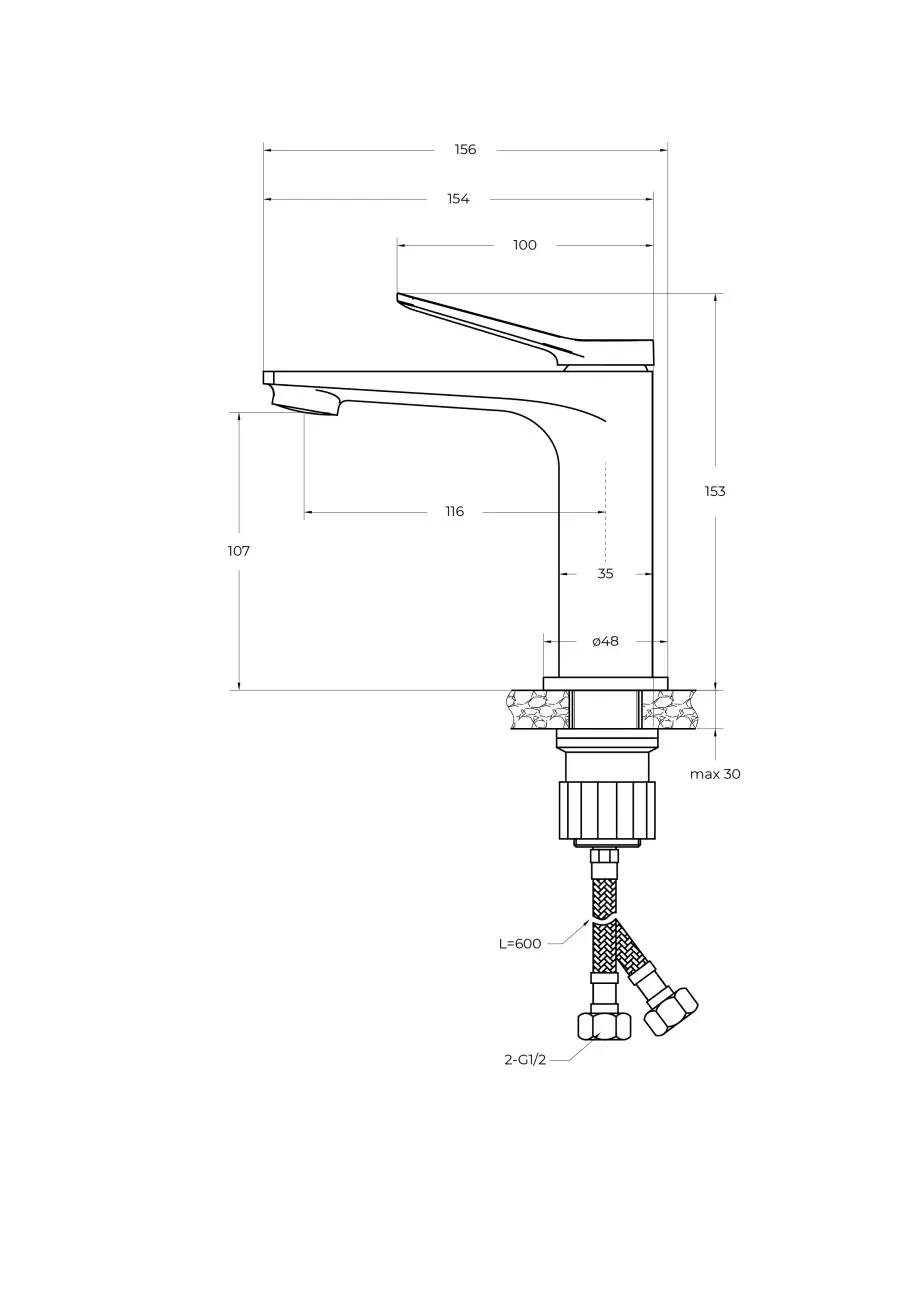 Смеситель для раковины, хром BelBagno UNIQUE-LVM-CRM-W0