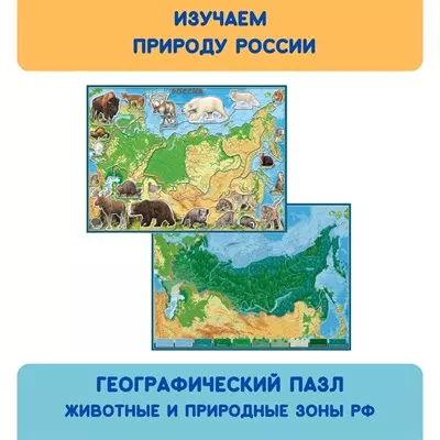 Пазл-карта географический Животные и Природные Зоны РФ PZL3
