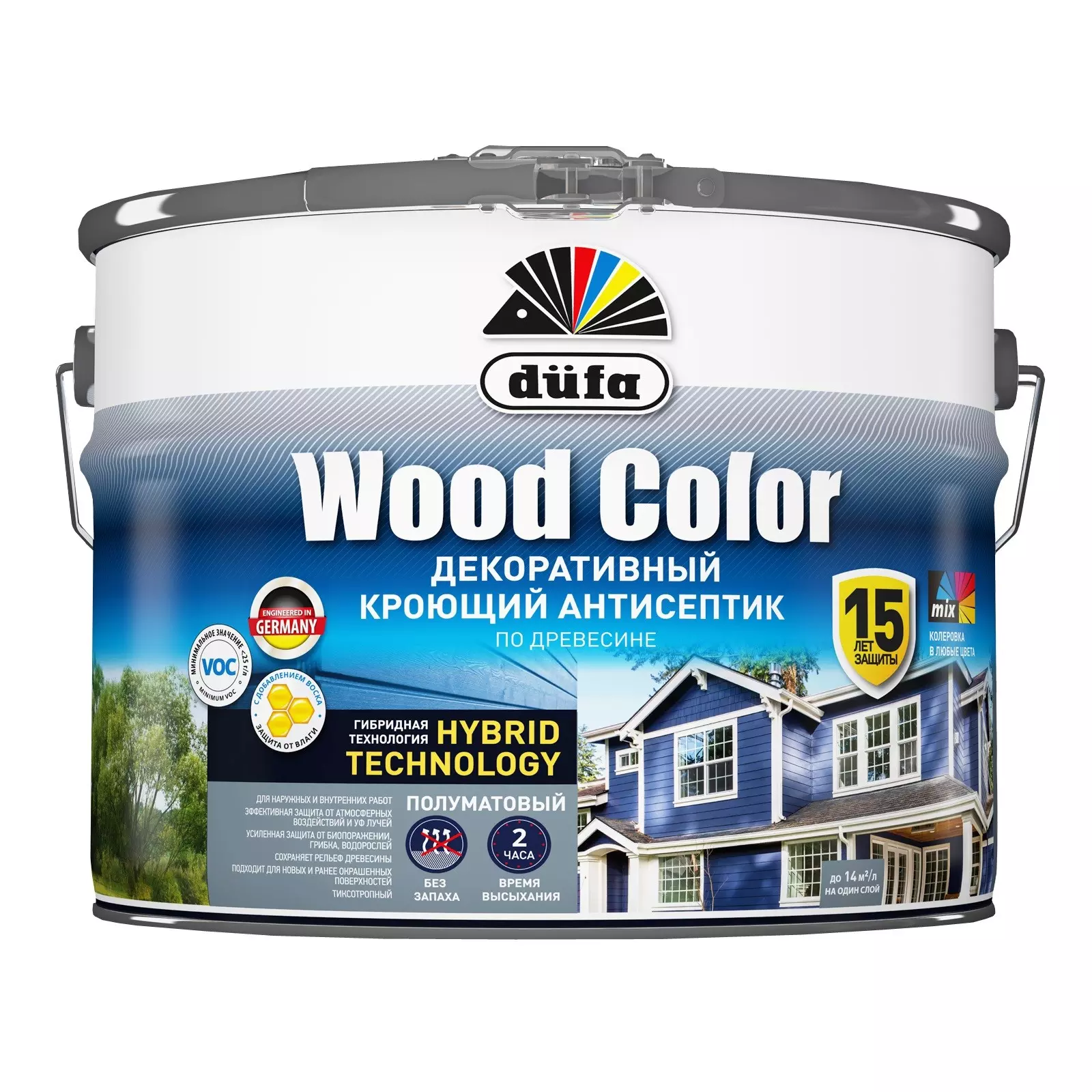 Кроющий антисептик Dufa  WOOD COLOR  белый база 1  0,9л