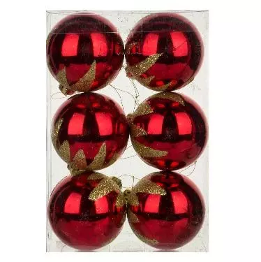 Новогодние шары красные (6 шт), d-6 см, AT-33039
